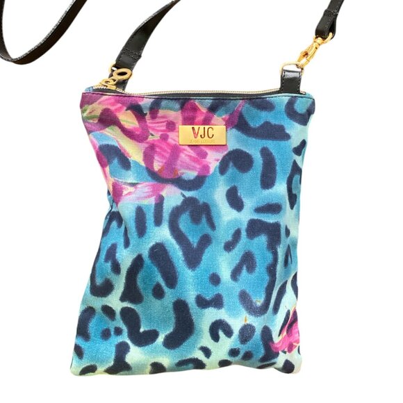 Versace Jeans Couture Leopard Purse Shoulder Bag Blue Pink VJC Handbag - Picture 10 of 10